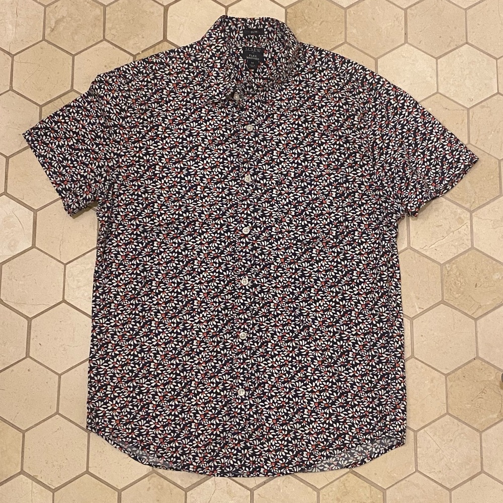 J-Crew Flower Short-Sleeve Button Up